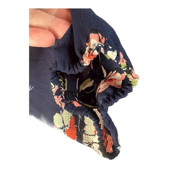 Navy Coral Floral Kenmore Splitneck Popover Blouse by Fun2Fun Stitchfix NWOT - Picture 8 of 16